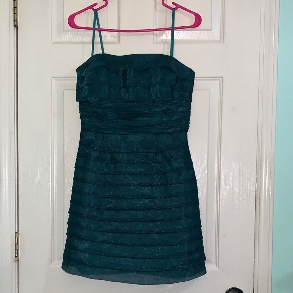 HOCO Dress Max And Cleo Organza Ruffled Cocktail Forrest Green Color Size 6